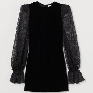 The Vampire's Wife x H&M Black Velvet Lace Mini Dress size XS